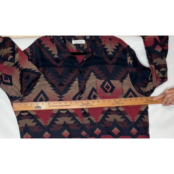 Pac Sun size XL shirt Aztec button up navy/burgundy rodeos festivals, Santa Fe - Picture 3 of 7